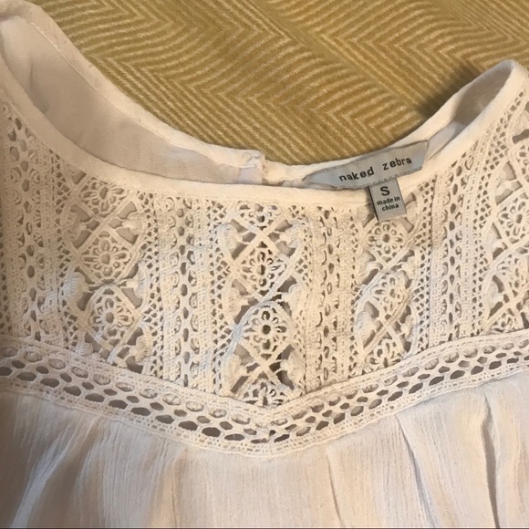 Naked Zebra white flowy tank with optional tie - Picture 2 of 4